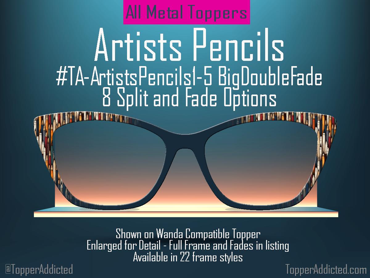 Artists Pencils Metal Magnetic Topper for Pair Eyewear Glasses – Colorful Art Glasses Accessory for Teachers, Artists, and Creatives