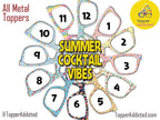 Summer Cocktails Metal Magnetic Topper for Pair Eyewear Glasses – Colorful Drink Pattern Vacation Glasses Fronts – 12 Style Options