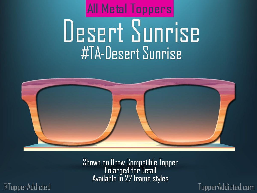 Desert Sunrise metal magnetic glasses topper compatible with all Pair Eyewear frame styles in a bold sunrise inspired design