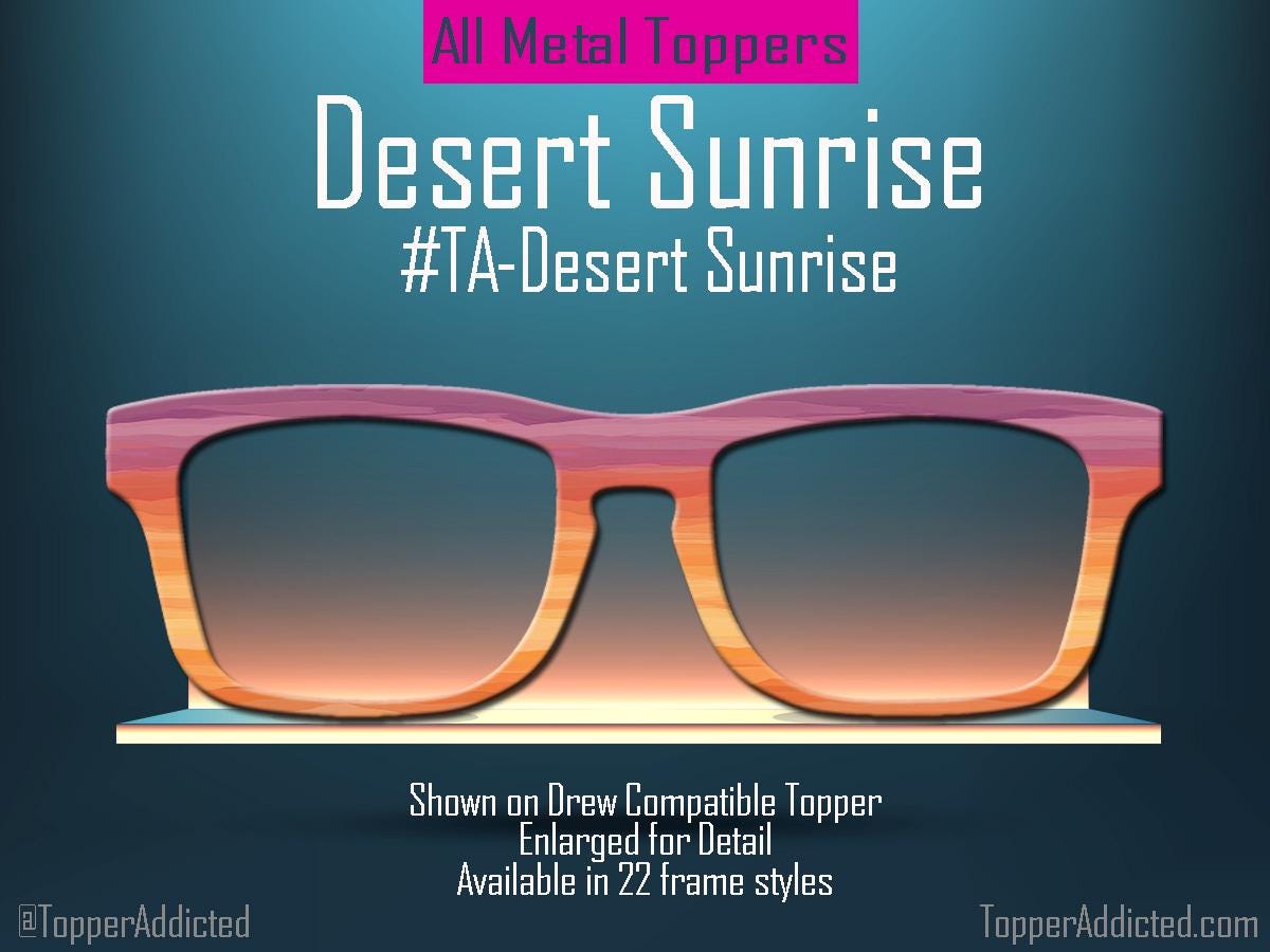 Desert Sunrise metal magnetic glasses topper compatible with all Pair Eyewear frame styles in a bold sunrise inspired design