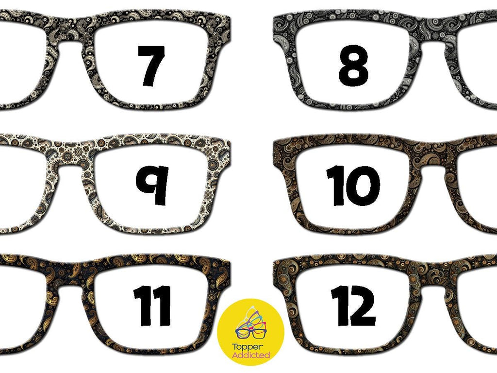 Steampunk glasses toppers for Pair Eyewear in paisley patterns with magnetic metal fronts and custom Victorian steampunk accessories