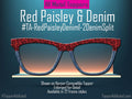 Red Bandana Paisley and Faded Denim Glasses Toppers – Western Style Magnetic Topper for Pair Eyewear – Splits, Fades & Full Frames