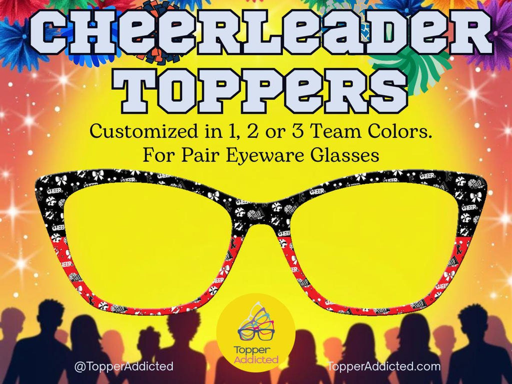 Cheer team colors toppers for Pair Eyewear compatible magnetic glasses accessories cheerleader glasses toppers school spirit eyewear Mom