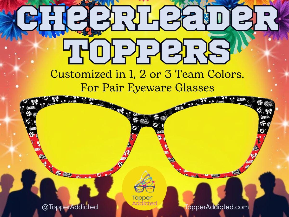 Cheer team colors toppers for Pair Eyewear compatible magnetic glasses accessories cheerleader glasses toppers school spirit eyewear Mom