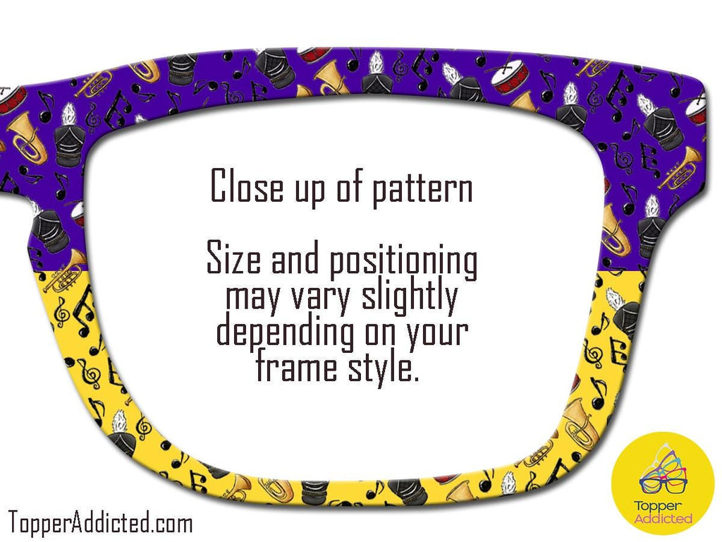 Marching Band Glasses Toppers for Pair Eyewear in School Colors Custom Band Parent Gift Spirit Wear Accessory Band Mom Band Dad Flair