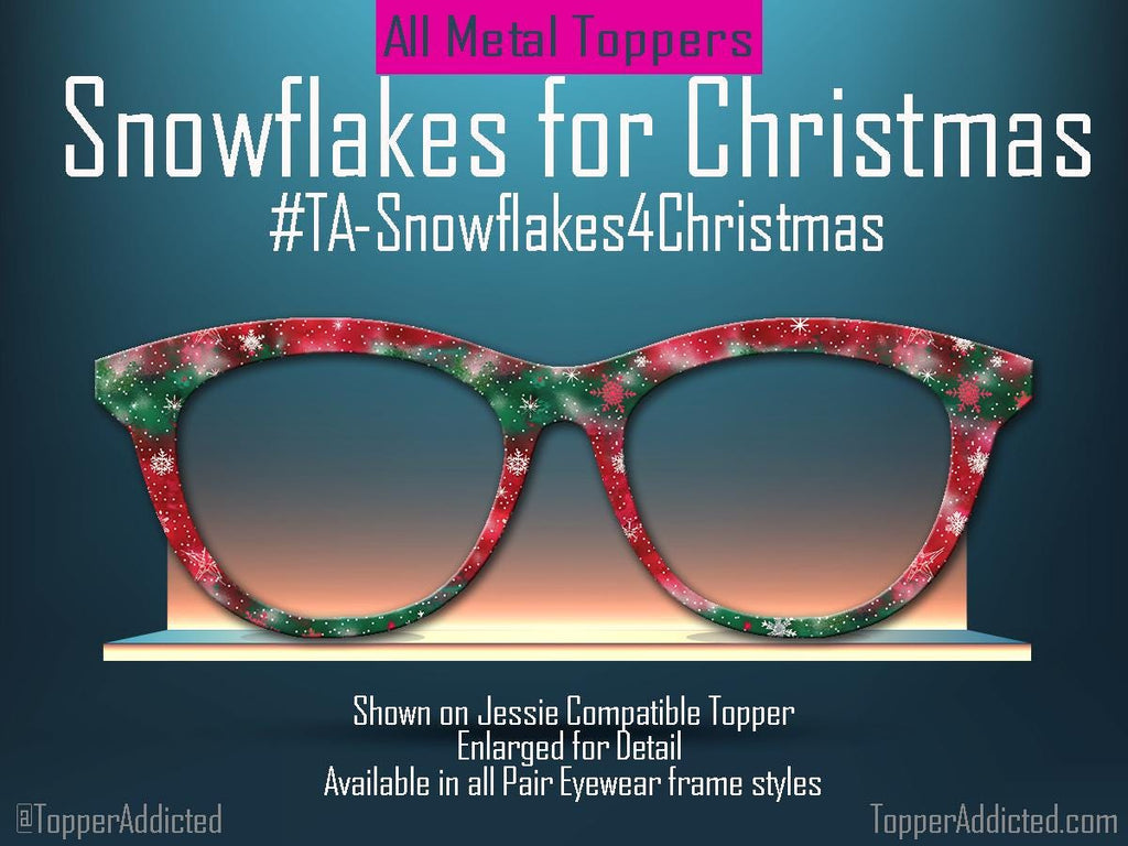 Snowflakes Christmas Pair Eyewear Toppers Red Green Holiday Frames Metal Magnetic Glasses Covers Topper Addicted