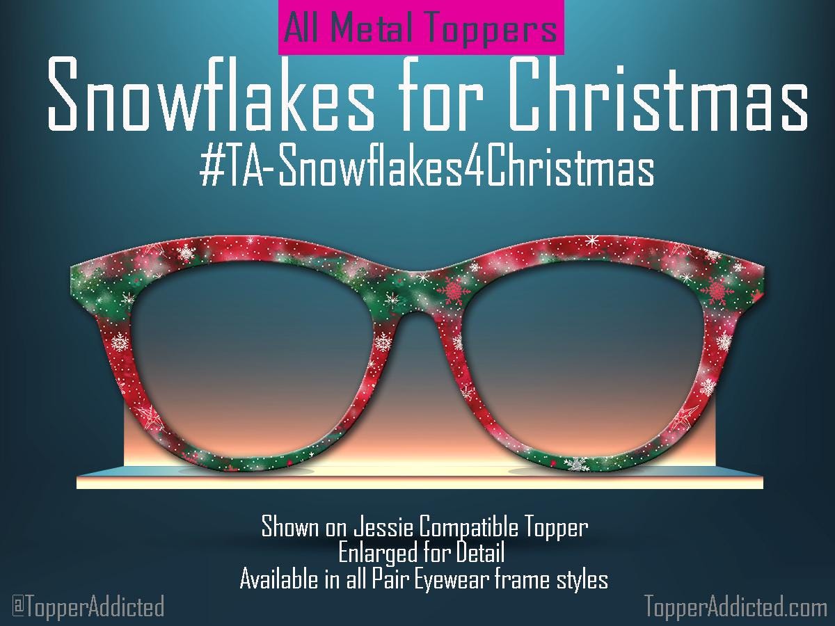 Snowflakes Christmas Pair Eyewear Toppers Red Green Holiday Frames Metal Magnetic Glasses Covers Topper Addicted