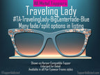 Traveling Lady Luggage Print Pair Eyewear Toppers Magnetic Glasses Covers Metal Toppers Split Fade Options - Fast shipping from USA