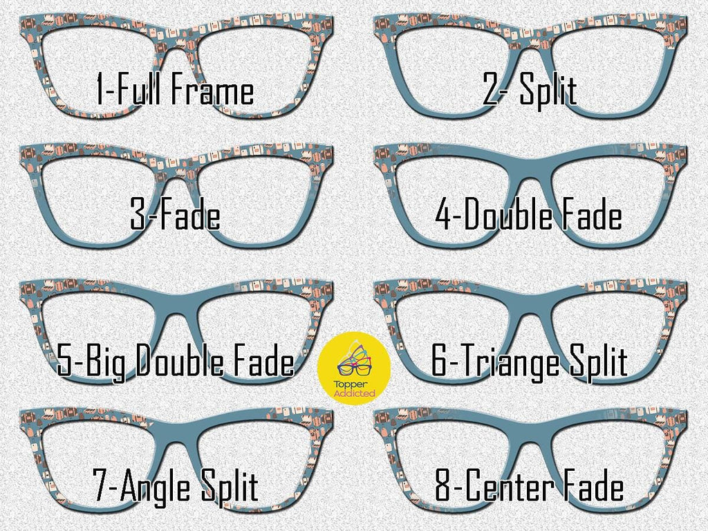 Traveling Lady Luggage Print Pair Eyewear Toppers Magnetic Glasses Covers Metal Toppers Split Fade Options - Fast shipping from USA