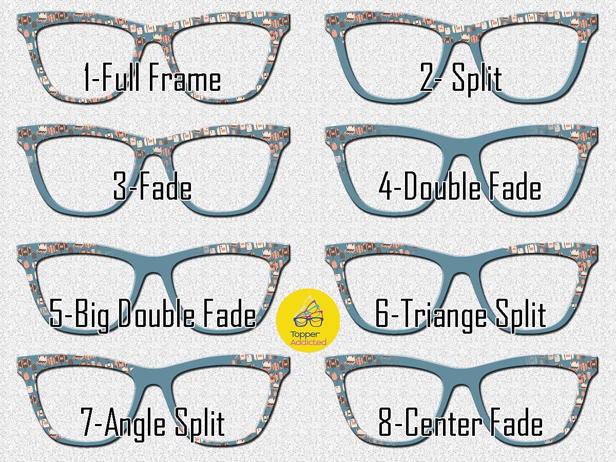 Traveling Lady Luggage Print Pair Eyewear Toppers Magnetic Glasses Covers Metal Toppers Split Fade Options - Fast shipping from USA