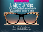 Owls & Candles Halloween Glasses Toppers, Metal Magnetic Pair Eyewear Accessories, Spooky Tree Pattern, Splits and Fades - Fast Shipping
