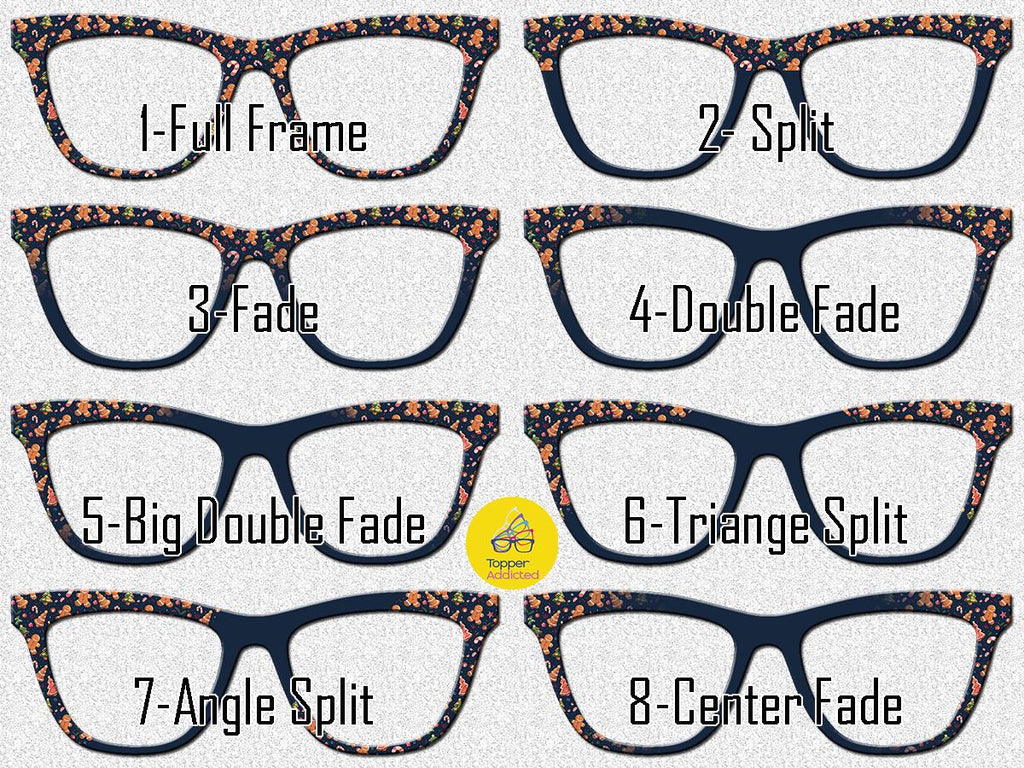 Christmas Gingerbread Pair Eyewear Toppers – Holiday Metal Magnetic Pair Toppers – Gingerbread Man Cookie Candy Cane Xmas Pattern