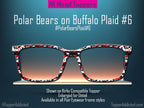 Polar Bears on Buffalo Plaid Glasses Toppers • Red Black White Polar Bear Pattern • Magnetic Metal Toppers for Pair Eyewear | Fast Shipping