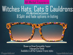 Halloween Toppers - Witches Hats, Cauldrons & Cats – Magnetic Metal Toppers for Pair Eyewear. Shipped fast and ready to wear.