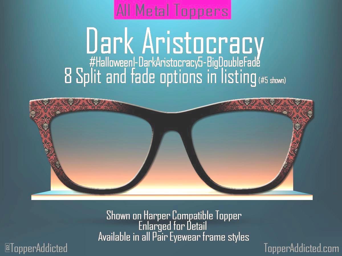 Dark Aristocracy Gothic Skull Magnetic Toppers for Pair Eyewear – Halloween Toppers with Fade or Split Styles and fast shipping.