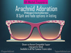 Metal Magnetic Topper for Pair Eyewear. perfect for Halloween. with Pink hearts with spiderwebs and cute decorations for an alt Halloween, goth or even Valentines Day look