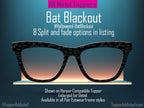Black background and gray bats make these toppers for pair, eyewear, and more subtle look for Halloween.