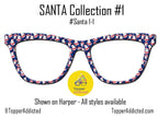 Santa Claus Collection of metal magnetic toppers for Pair Eyewear • Santa Christmas toppers • 12 Pattern Options & split fade available