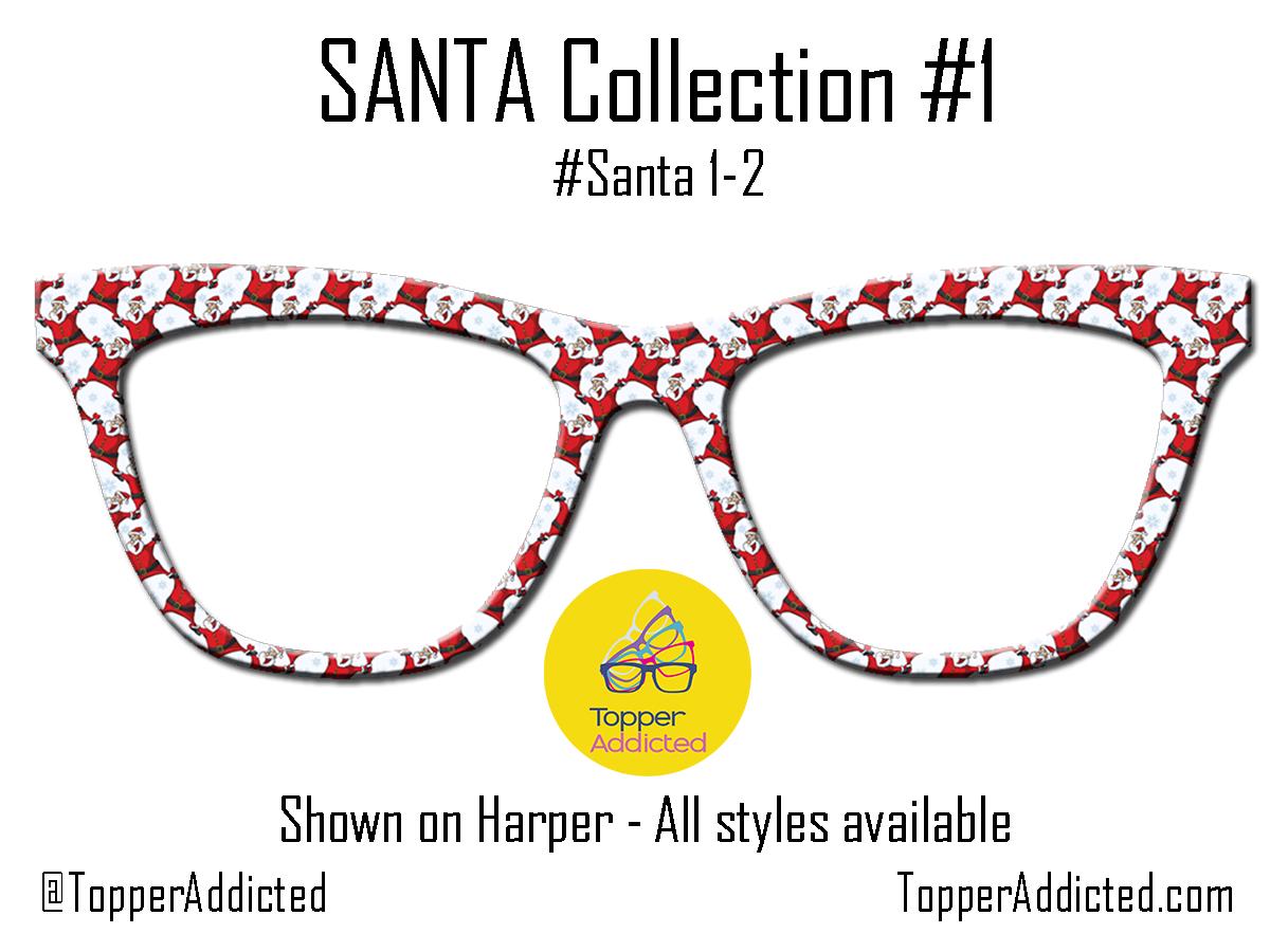 Santa Claus Collection of metal magnetic toppers for Pair Eyewear • Santa Christmas toppers • 12 Pattern Options & split fade available