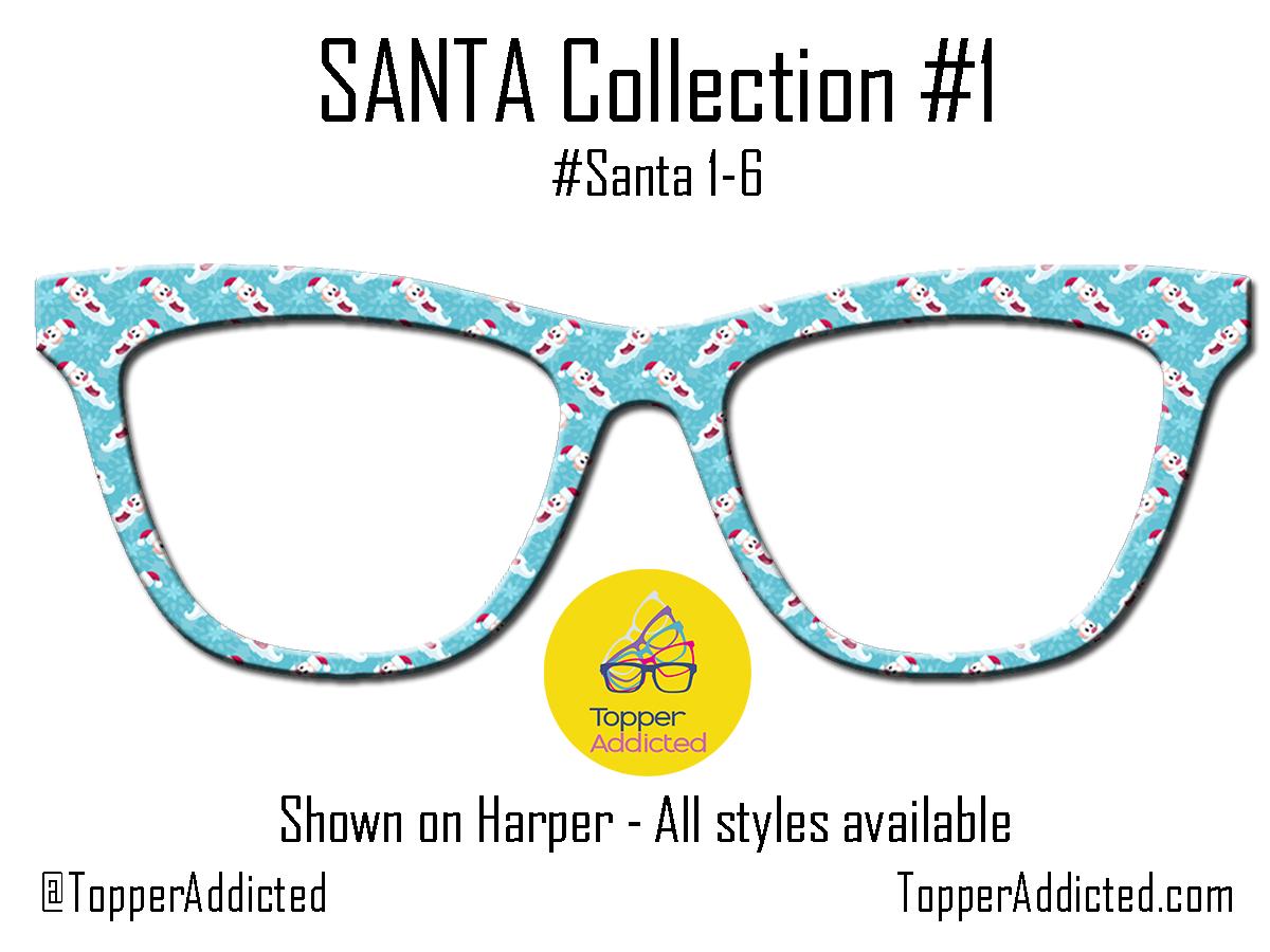 Santa Claus Collection of metal magnetic toppers for Pair Eyewear • Santa Christmas toppers • 12 Pattern Options & split fade available