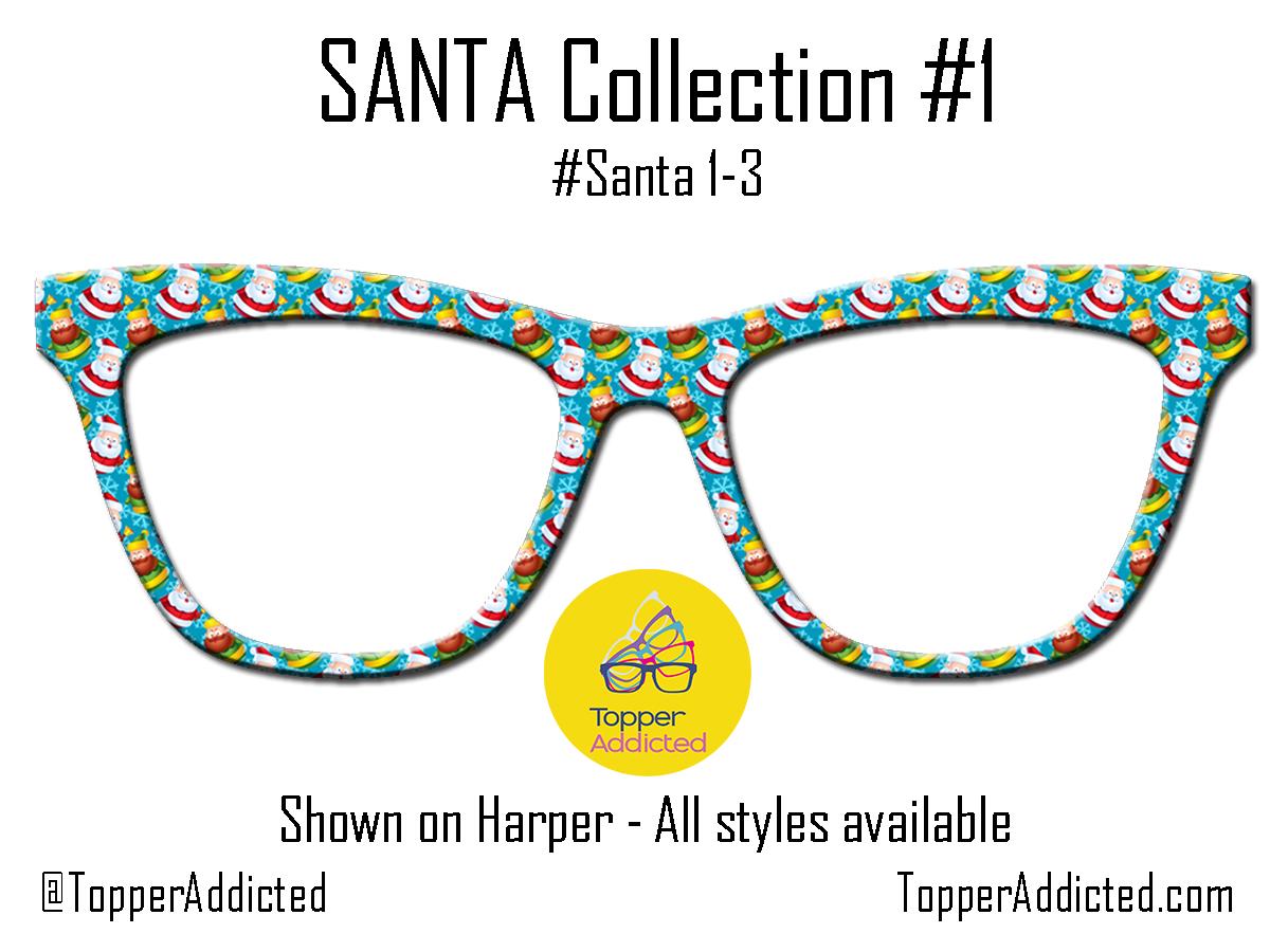 Santa Claus Collection of metal magnetic toppers for Pair Eyewear • Santa Christmas toppers • 12 Pattern Options & split fade available