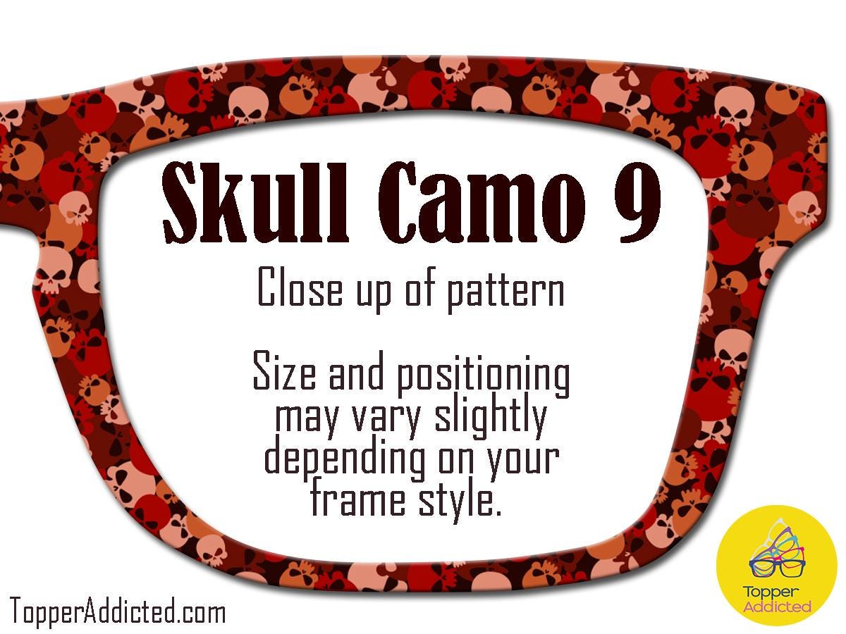 Metal Toppers with Skull Camouflage Pattern – Customizable with Splits & Fades Camo Skulls are unique and fun sublimated metal toppers