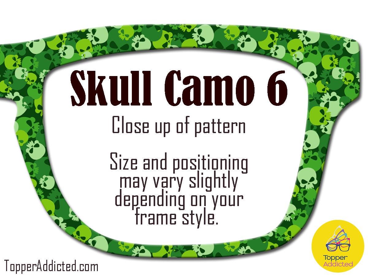 Metal Toppers with Skull Camouflage Pattern – Customizable with Splits & Fades Camo Skulls are unique and fun sublimated metal toppers