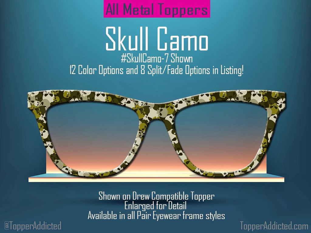 Metal Toppers with Skull Camouflage Pattern – Customizable with Splits & Fades Camo Skulls are unique and fun sublimated metal toppers