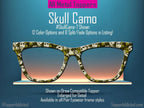 Metal Toppers with Skull Camouflage Pattern – Customizable with Splits & Fades Camo Skulls are unique and fun sublimated metal toppers