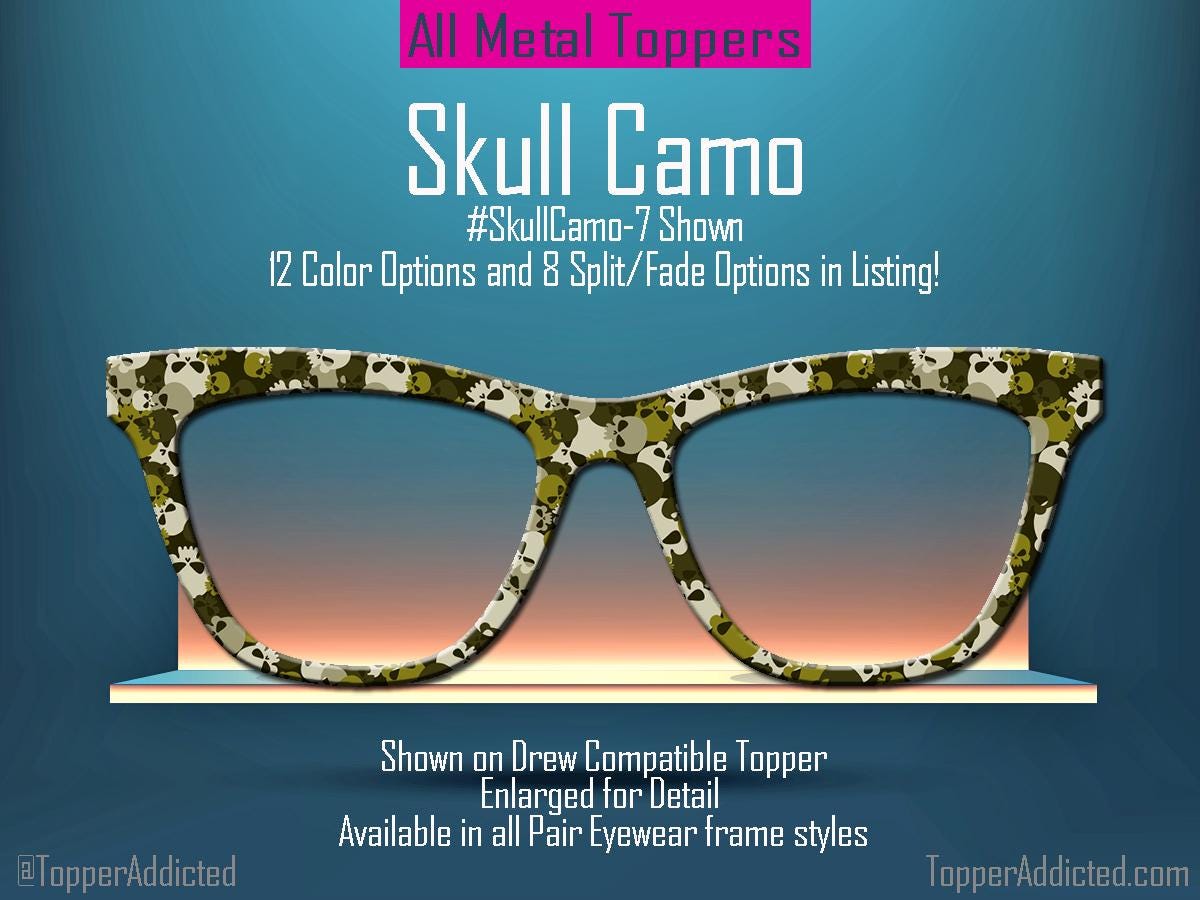 Metal Toppers with Skull Camouflage Pattern – Customizable with Splits & Fades Camo Skulls are unique and fun sublimated metal toppers