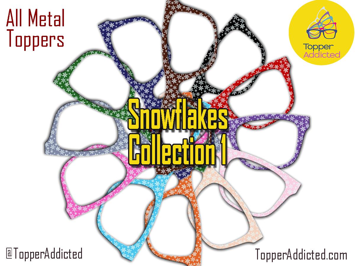 Snowflakes Collection 1 metal magnetic toppers for Pair Eyewear • Christmas winter holiday snowflake toppers • split fade options available