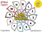 Santa Claus Collection of metal magnetic toppers for Pair Eyewear • Santa Christmas toppers • 12 Pattern Options & split fade available