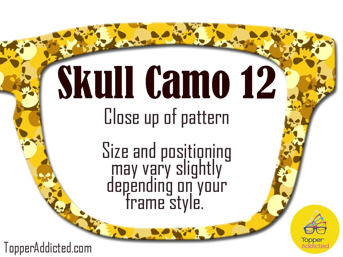 Metal Toppers with Skull Camouflage Pattern – Customizable with Splits & Fades Camo Skulls are unique and fun sublimated metal toppers