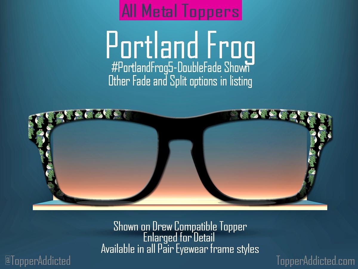 Portland Frog Metal Magnetic Toppers for Pair Eyewear • Protest Symbol No Kings Design • Full Frame Split Fade Options Available in listing