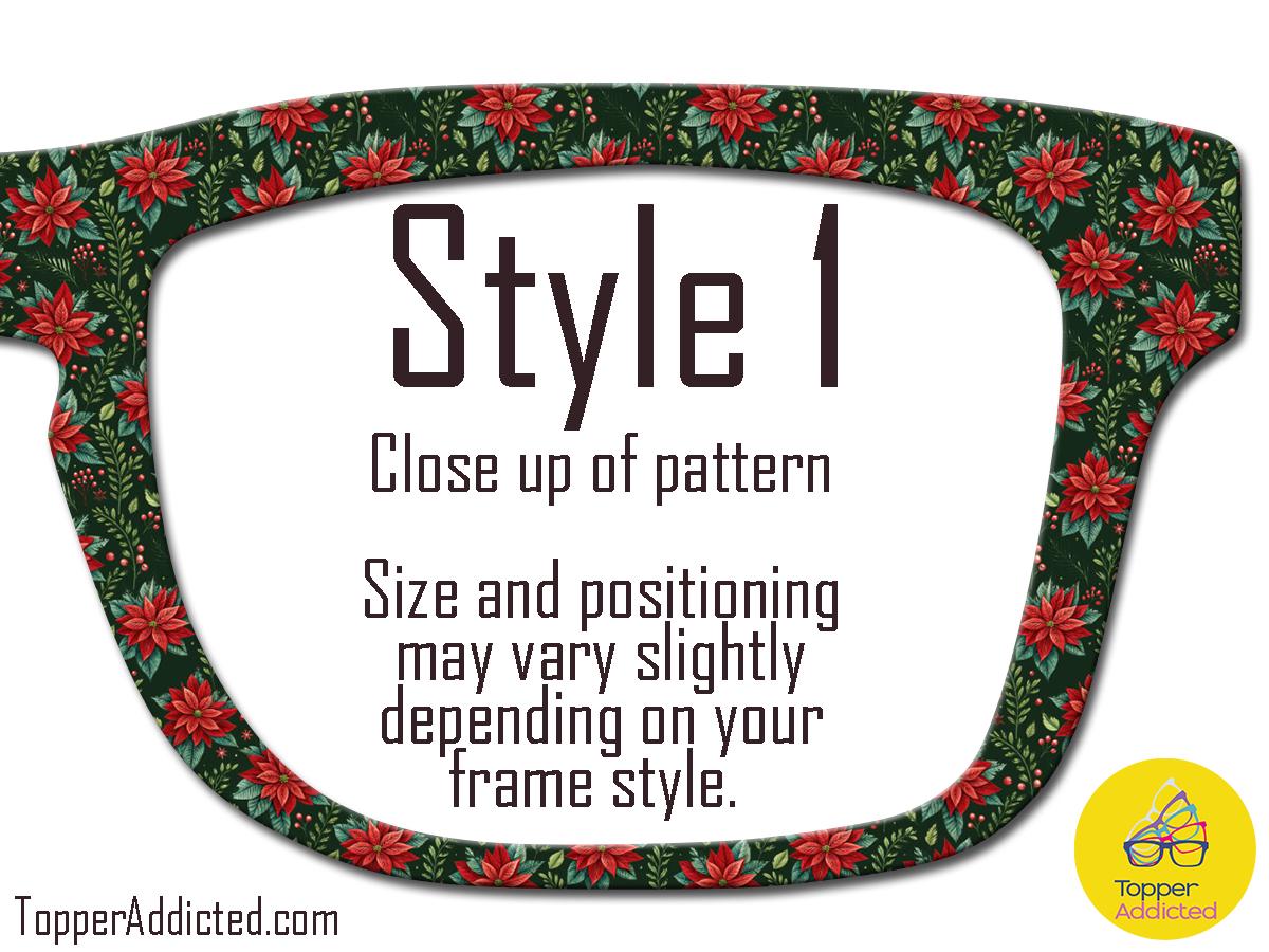 Holiday Pair Eyewear Toppers Vintage Christmas Collection Retro Patterns All Metal Magnetic Top Frames Festive Splits Fades Available X-Mas