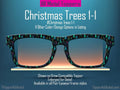 Christmas Tree Collection Metal Toppers for Pair Eyewear • Holiday Glasses Top Frames• Festive Christmas Trees • 12 Cheerful Xmas Styles