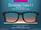 Christmas Tree Collection Metal Toppers for Pair Eyewear • Holiday Glasses Top Frames• Festive Christmas Trees • 12 Cheerful Xmas Styles