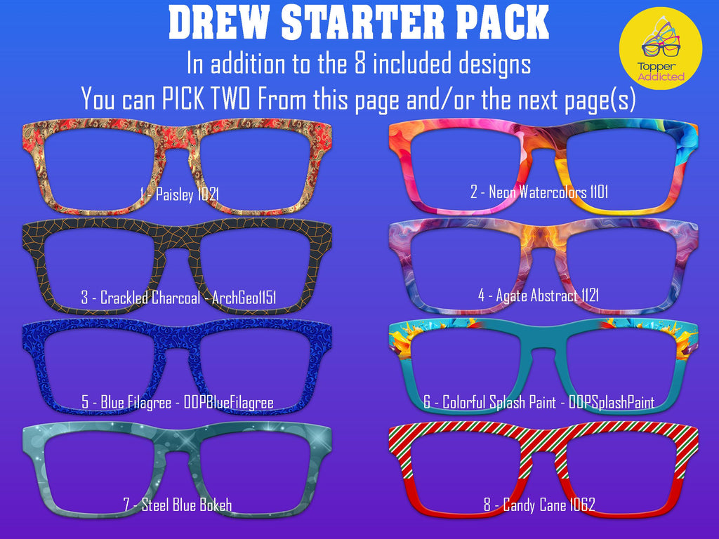 Drew Pair Eyewear Compatible - Top Frames for with Pair Glasses - 11 Topper Collection - bundle priced