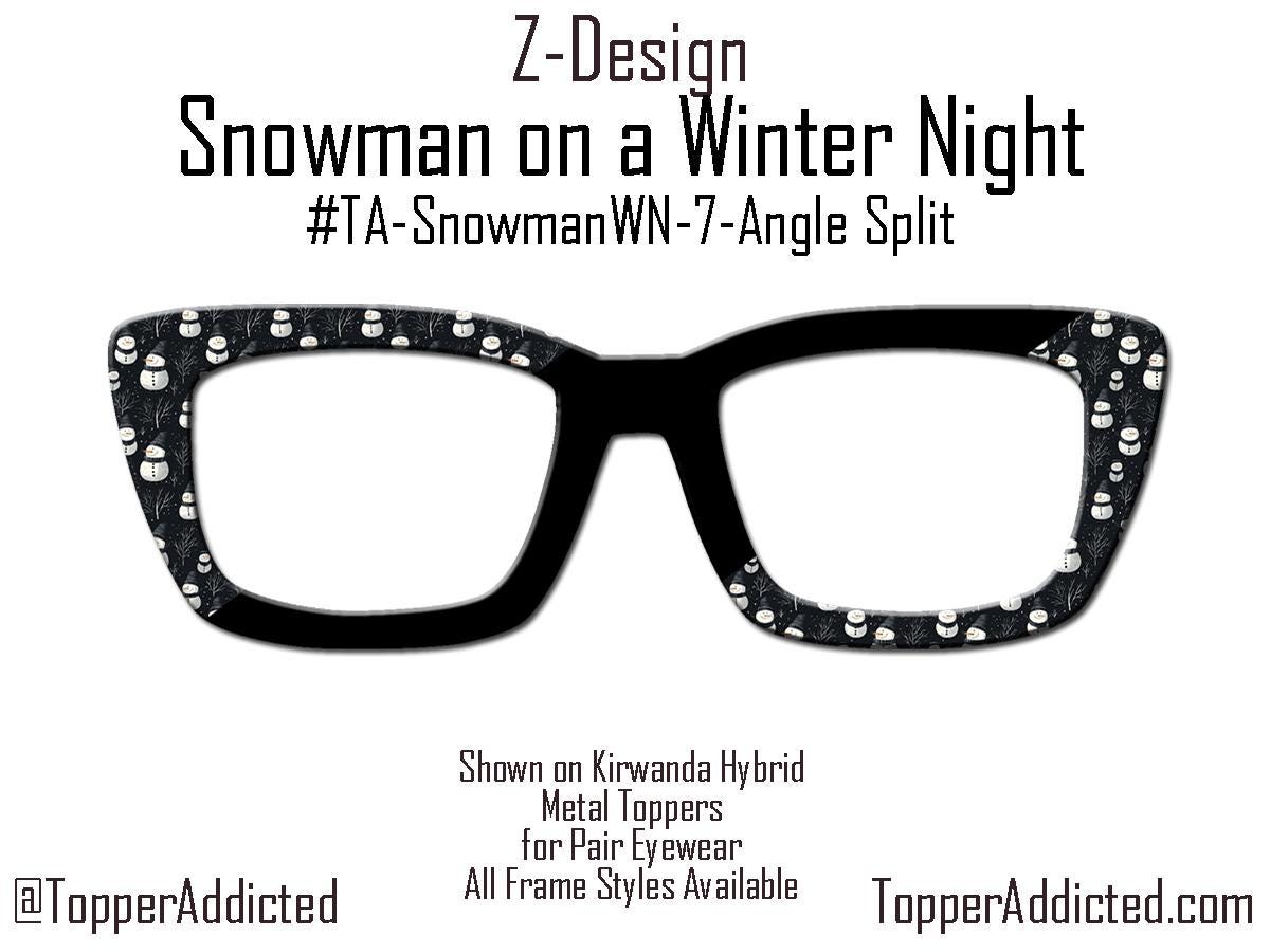 Snowmen Winter Night – Magnetic Toppers Compatible with Pair Eyewear – Cozy Snowmen Holiday Winter Vibes Top Frames for the holidays- Winter