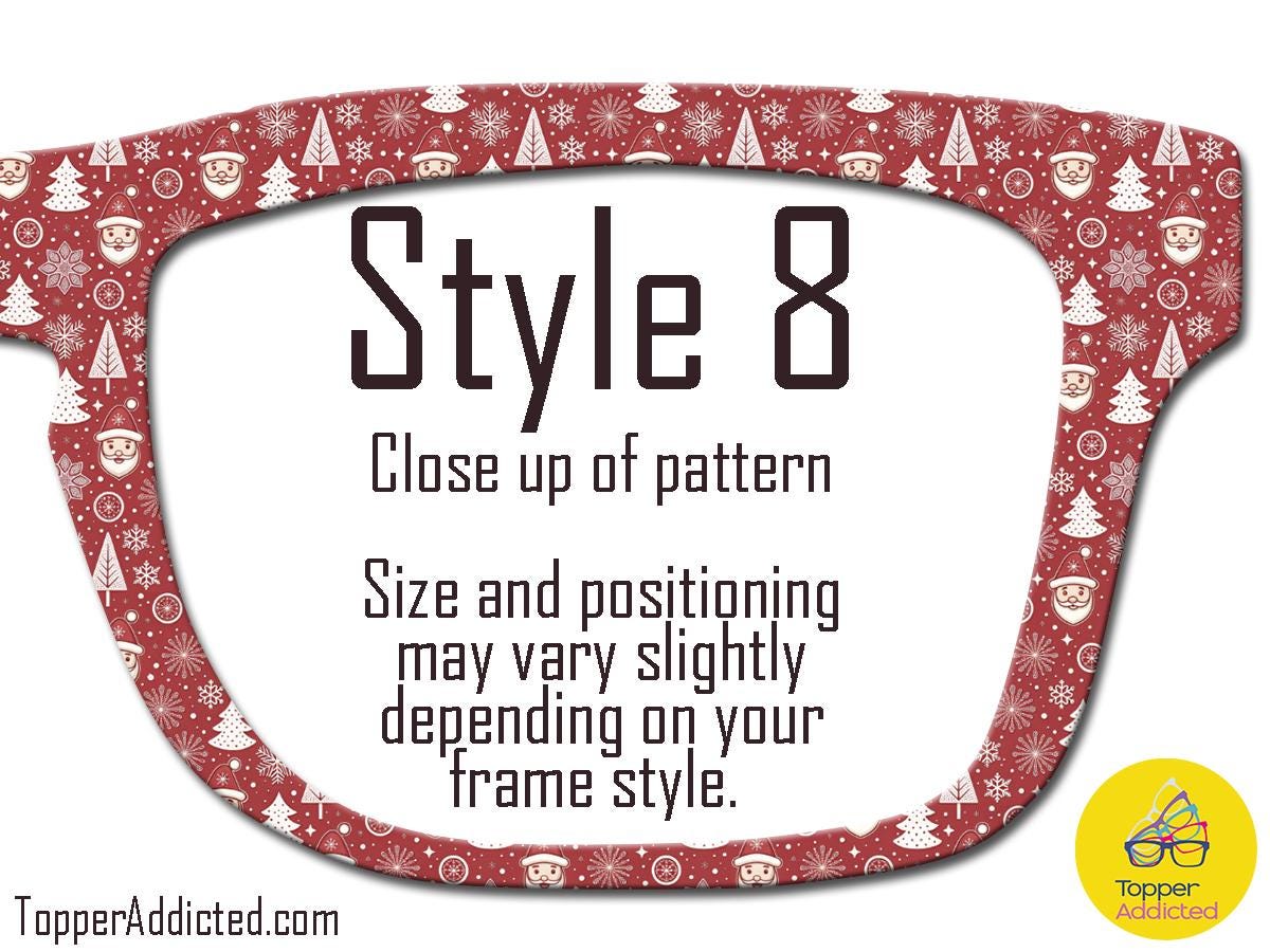 Holiday Pair Eyewear Toppers Vintage Christmas Collection Retro Patterns All Metal Magnetic Top Frames Festive Splits Fades Available X-Mas