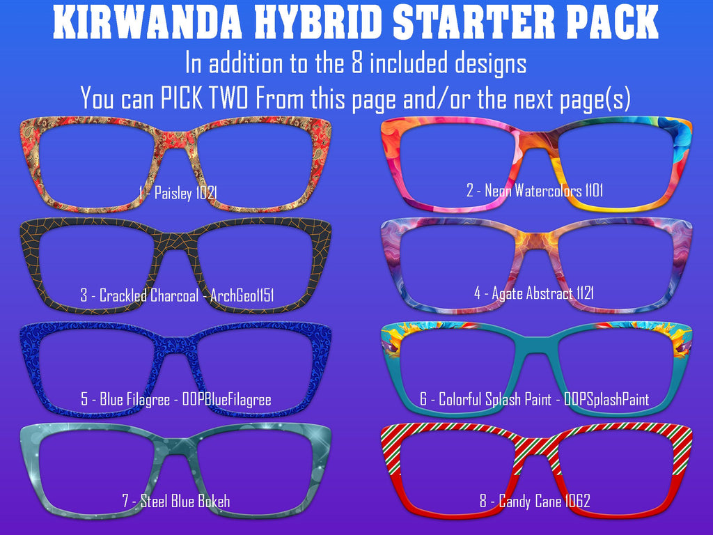 Kirwanda Hybrid Pair Eyewear Compatible - Top Frames for with Pair Glasses - 11 Topper Collection - bundle priced - Fits KIRBY