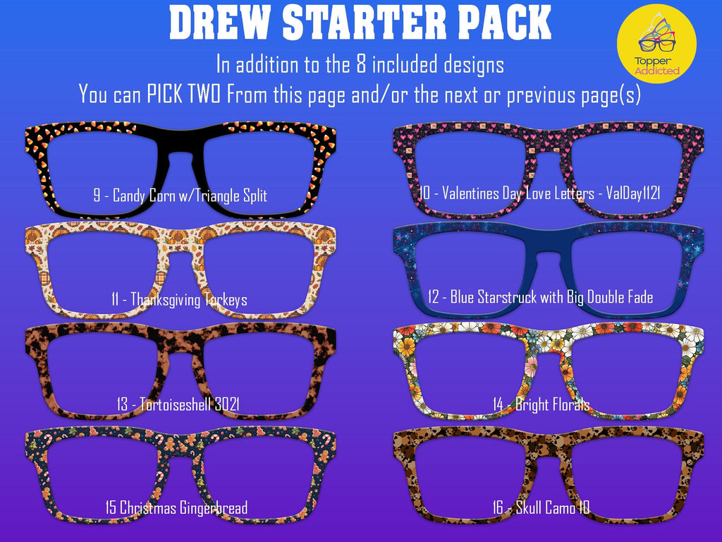 Drew Pair Eyewear Compatible - Top Frames for with Pair Glasses - 11 Topper Collection - bundle priced