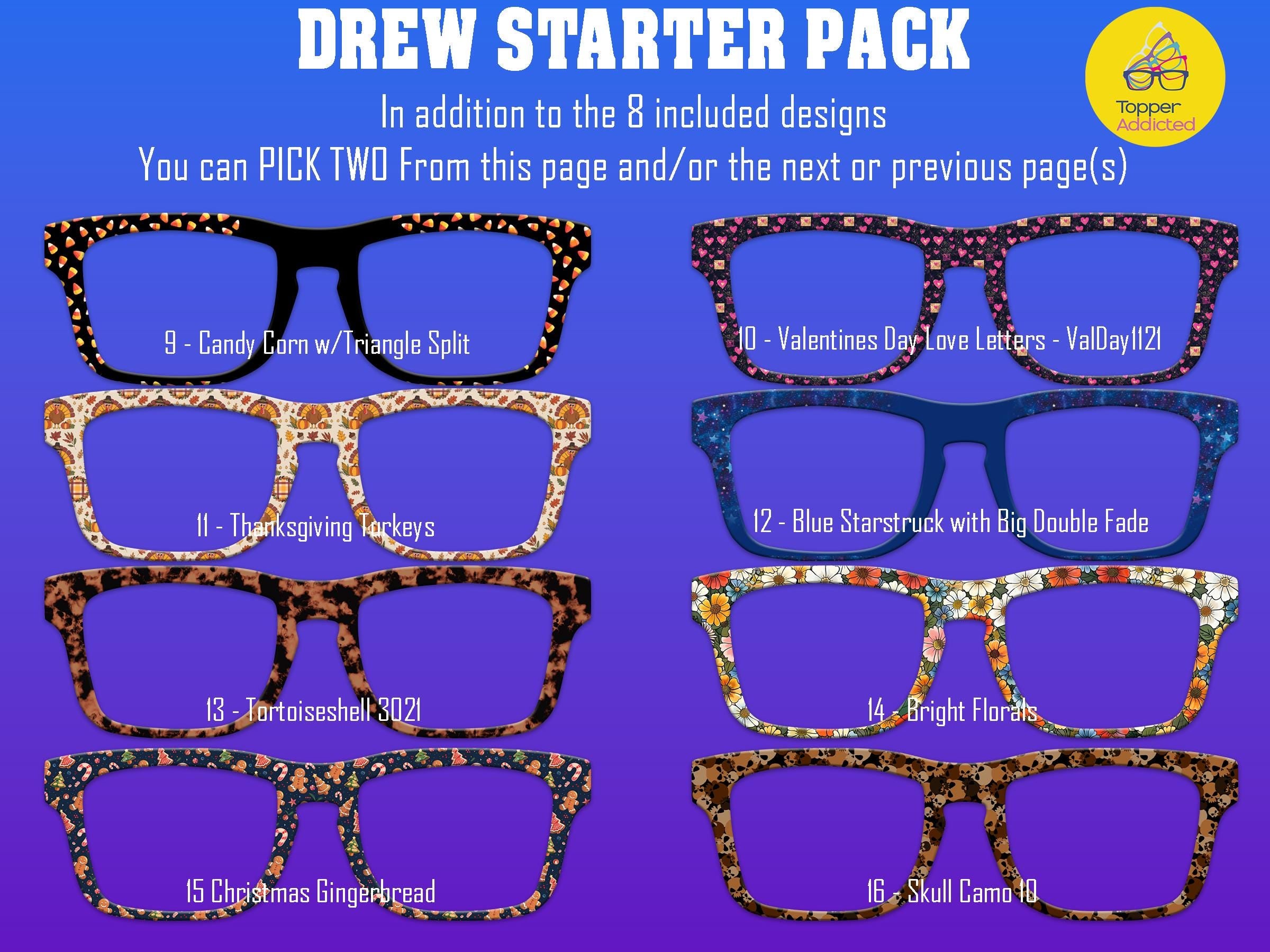 Drew Pair Eyewear Compatible - Top Frames for with Pair Glasses - 11 Topper Collection - bundle priced