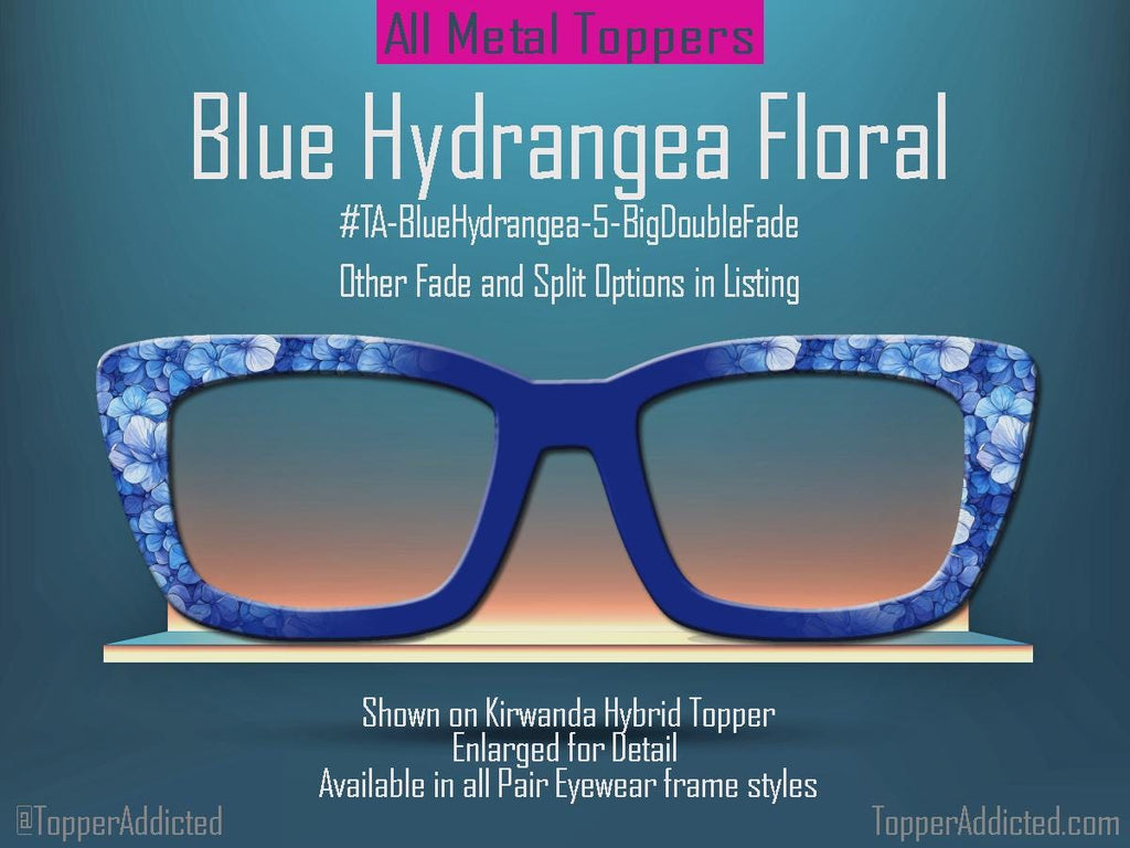 Blue Hydrangea Topper for Pair Eyewear • Floral Glasses Top Frame • Metal Magnetic