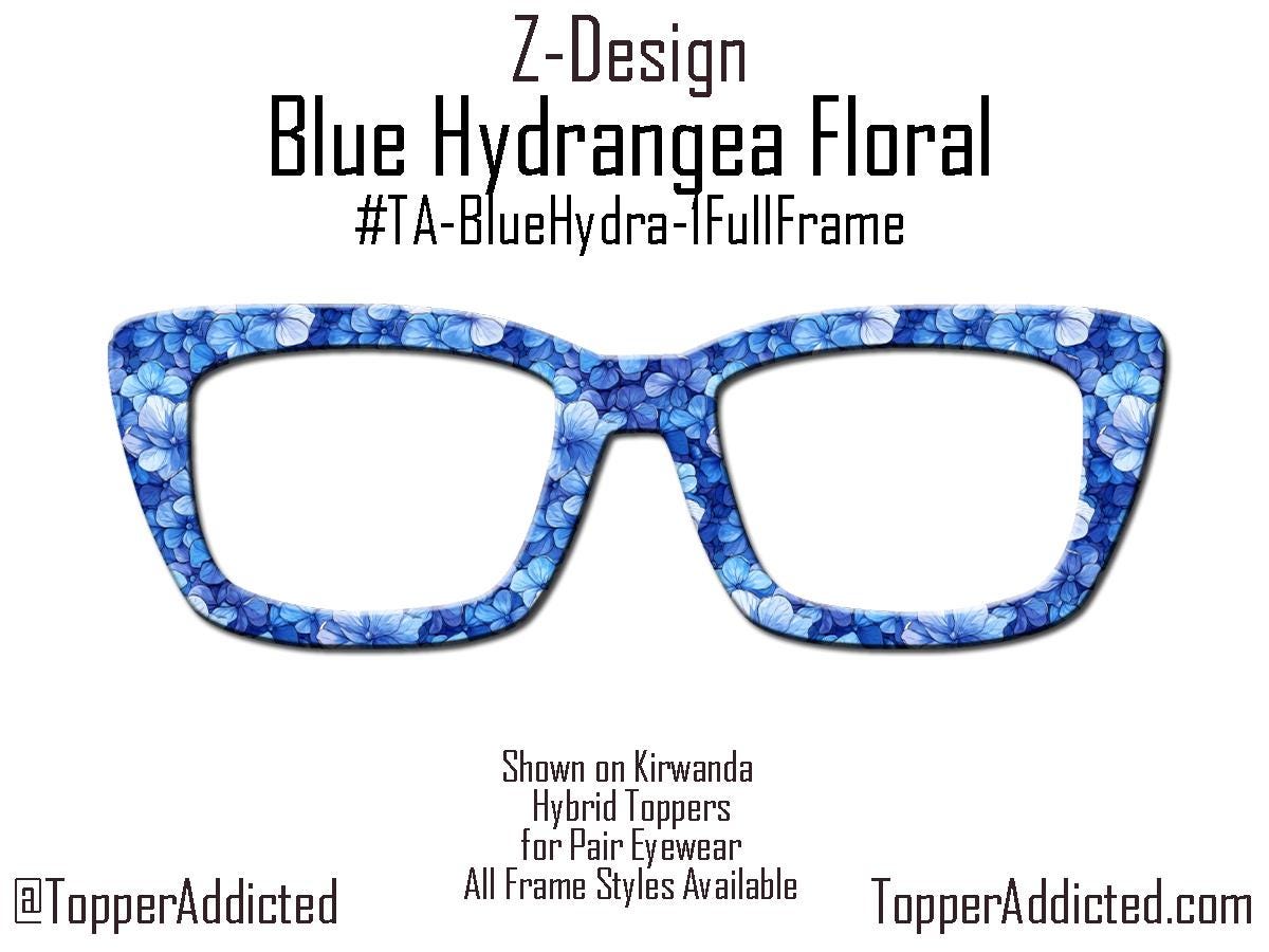 Blue Hydrangea Topper for Pair Eyewear • Floral Glasses Top Frame • Metal Magnetic