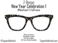 New Year Celebration Topper Pair Eyewear • Metal Magnetic Top Frames • New Years Fireworks and party favors Pattern • 8 Split & Fade Options