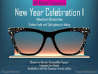 New Year Celebration Topper Pair Eyewear • Metal Magnetic Top Frames • New Years Fireworks and party favors Pattern • 8 Split & Fade Options