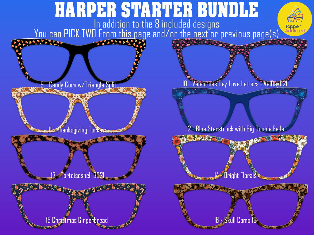 Harper Pair Eyewear Compatible - Top Frames for Pair Glasses - 11 Topper Collection - bundle priced