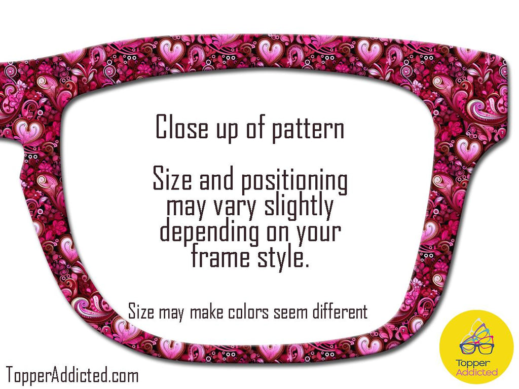 Pink Paisley Passion Magnetic Topper for Pair Eyewear, Valentine Top Frame