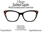 Gilded Cupids Magnetic Toppers for Pair Eyewear | Gold Cupid & Red Heart Valentine Top Frames